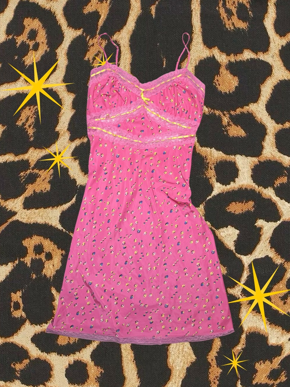 BETSEY JOHNSON | Pink Slip Dress with Delicate Lace Trim | Women’s Size L - Picture 1 of 6